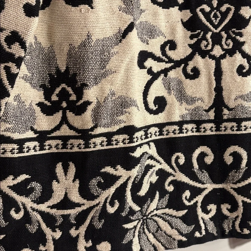 Women's Black and Cream Cotton Tapestry Vintage 90s Y2K Jacket Medium 8/10 - Picture 8 of 14